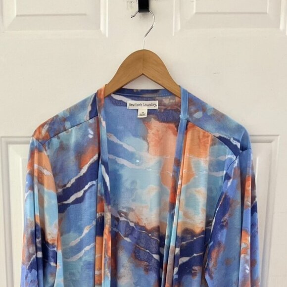 New York Laundry Plus-Size Tie-Dye Cover-up Kimono Duster Lounge Robe Sz 3x - Picture 2 of 8